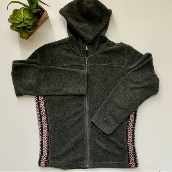 COLUMBIA Gray Fair Isle Fleece Full Zip Hoodie Size Small - Picture 1 of 10